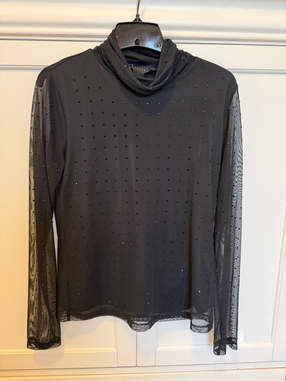 Sanctuary Black Mesh Long-Sleeve Rhinestone Tee